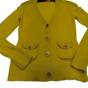 Tory Burch Women’s Button Down Cardigan Sweateryellow XS  cashmere cotton blend